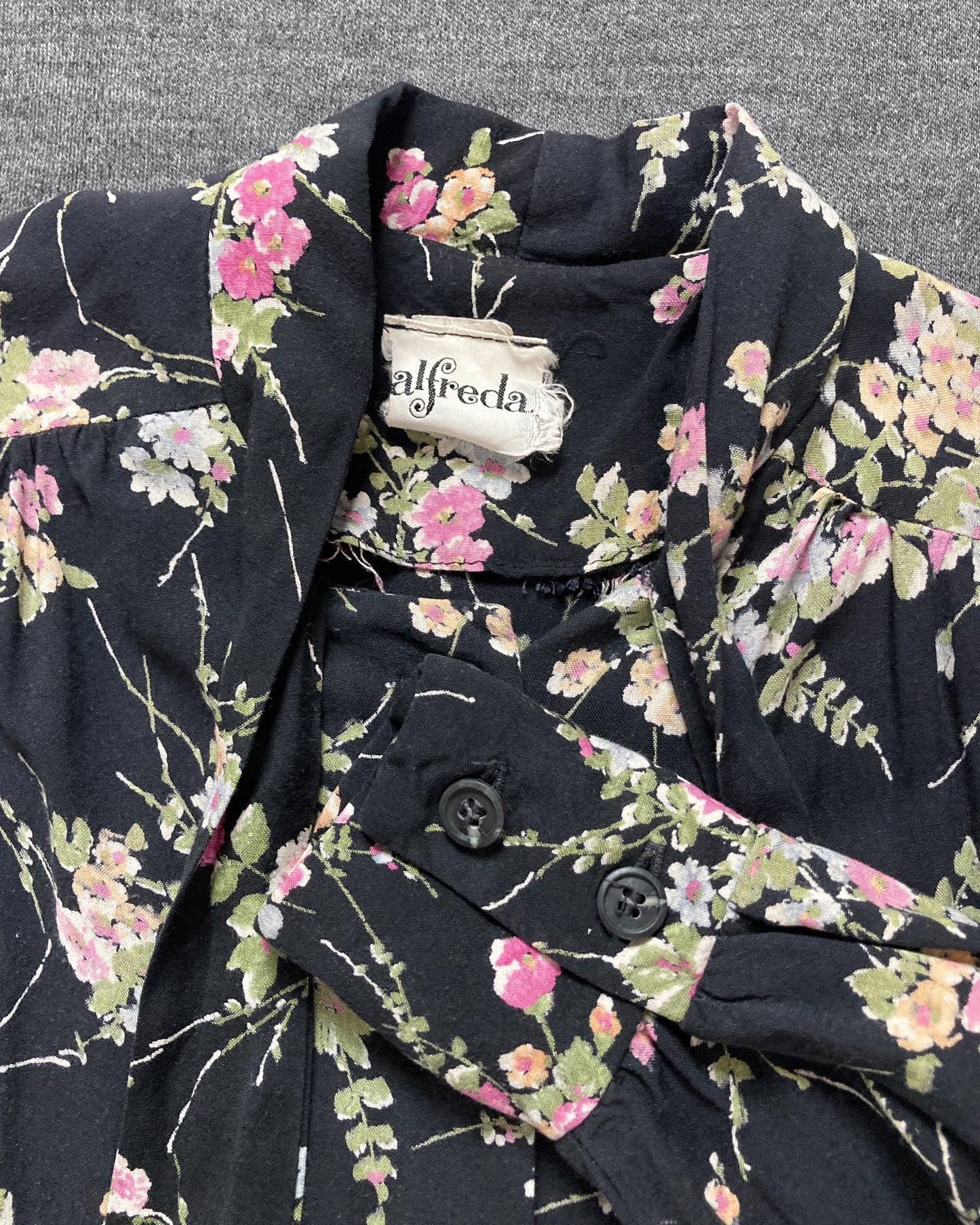 1970s Floral Bow Dress–S