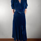 1930s Blue Velvet Dress–S