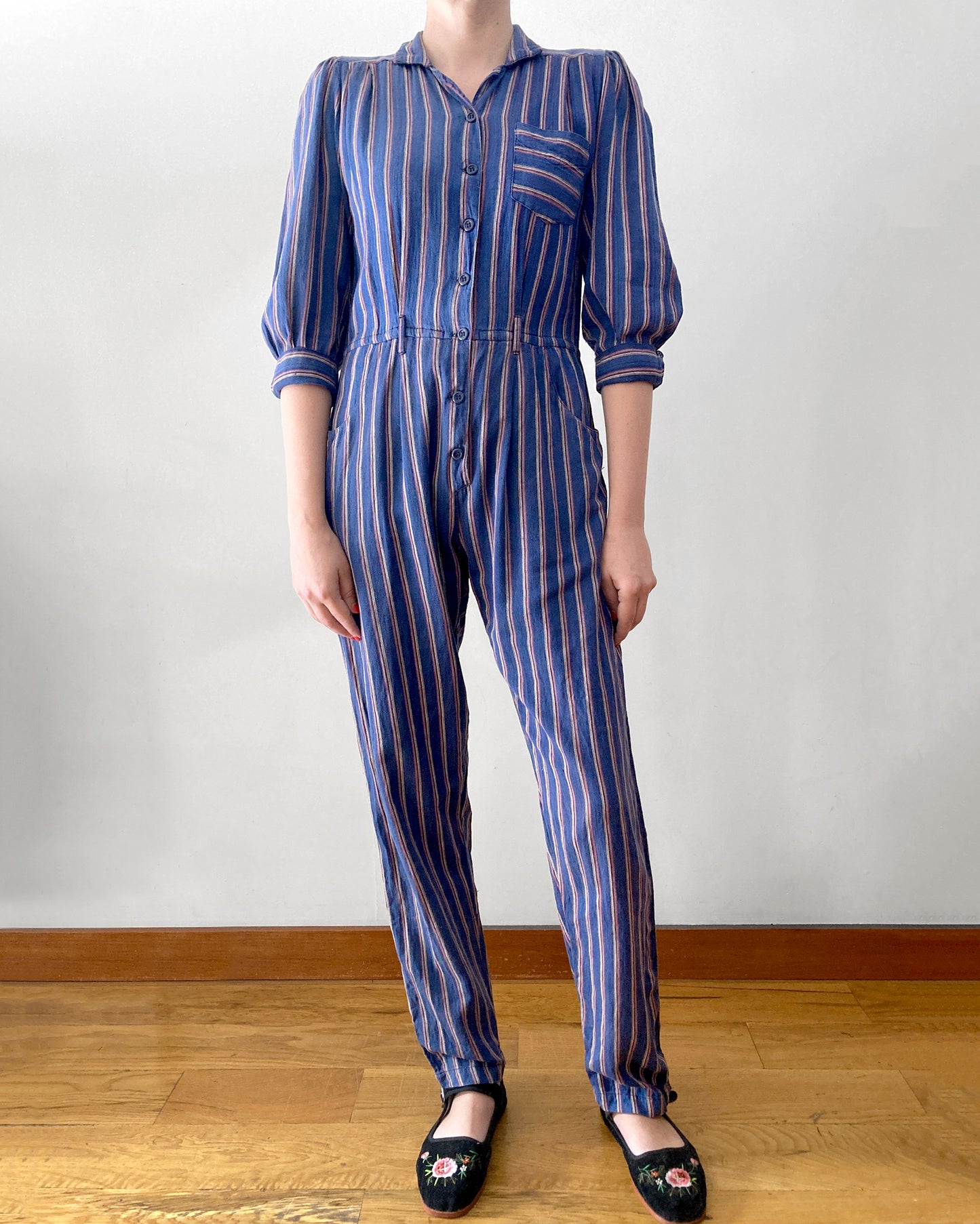 80s Flannel Jumpsuit–S
