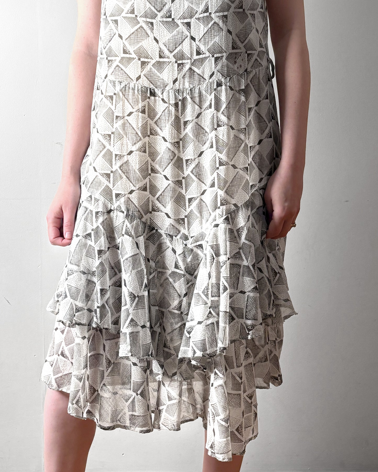 1930s Printed Cotton Dress–S