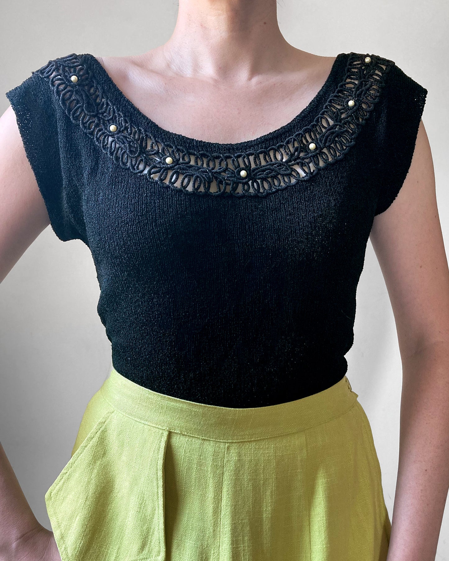 1950s Knit Rayon Top–S/M