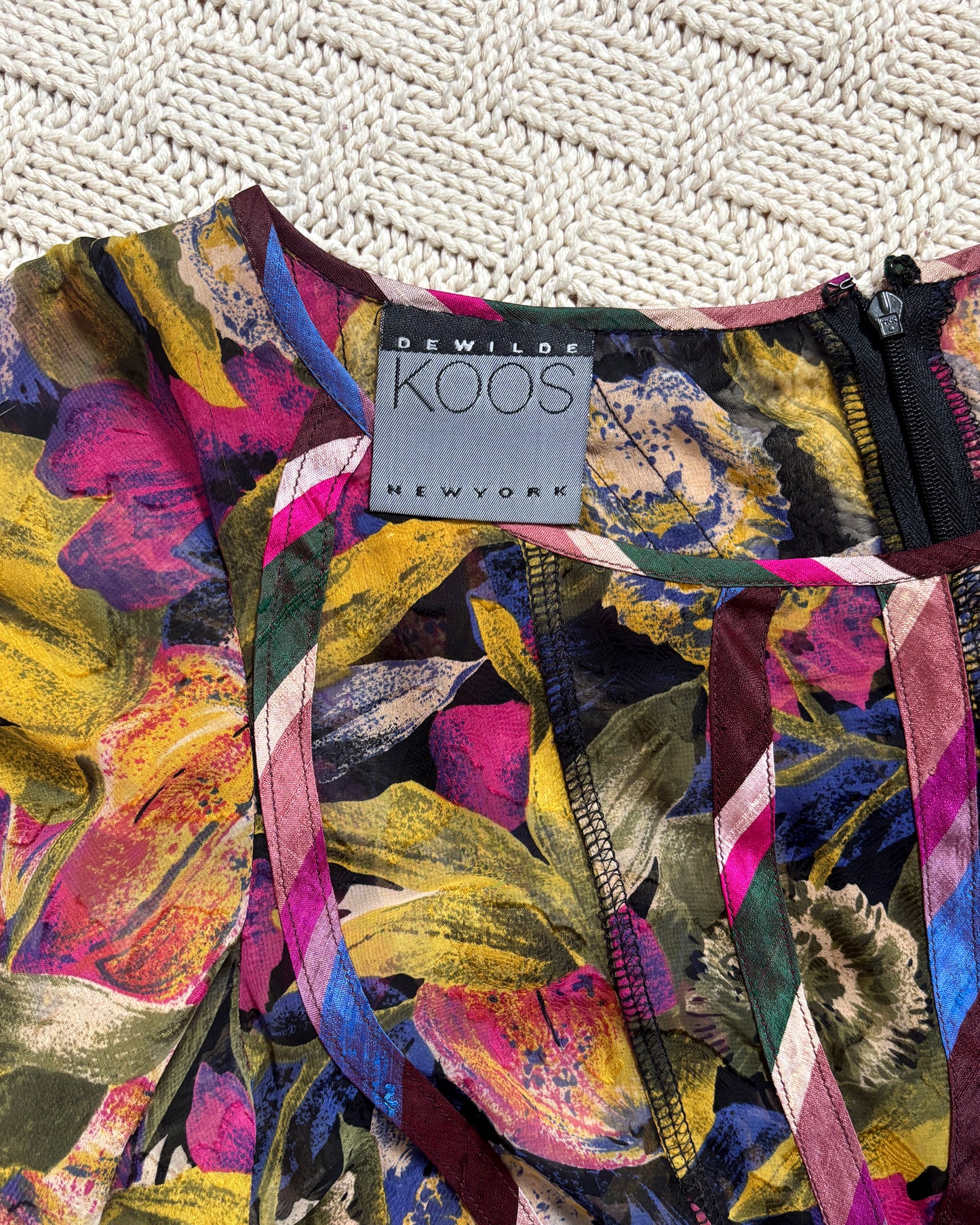 90s Koos DeWilde Appliqué Dress–Size 6