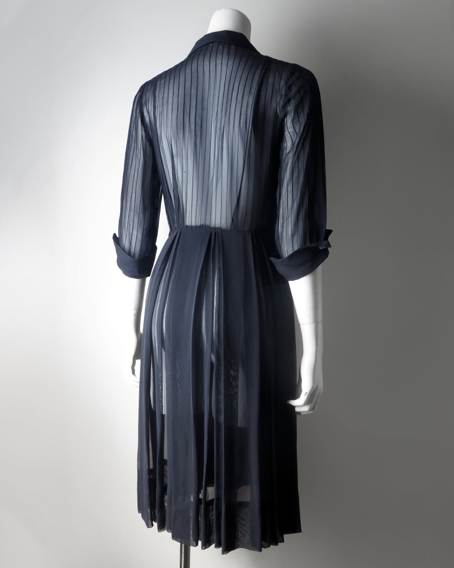 1940s Sheer Pintuck Dress–Size 4