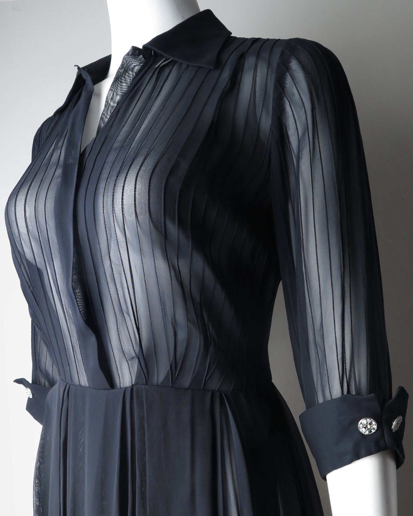 1940s Sheer Pintuck Dress–Size 4