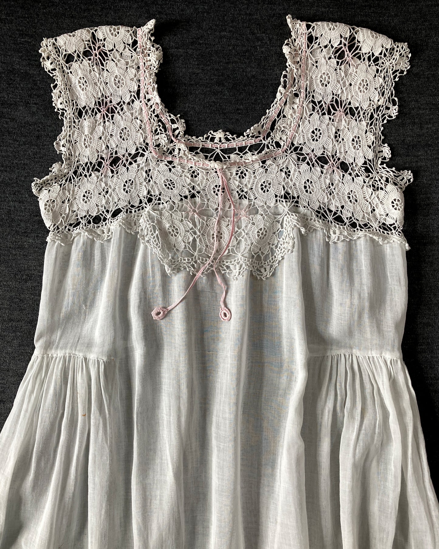 1920s Crochet Lace Nightdress–M