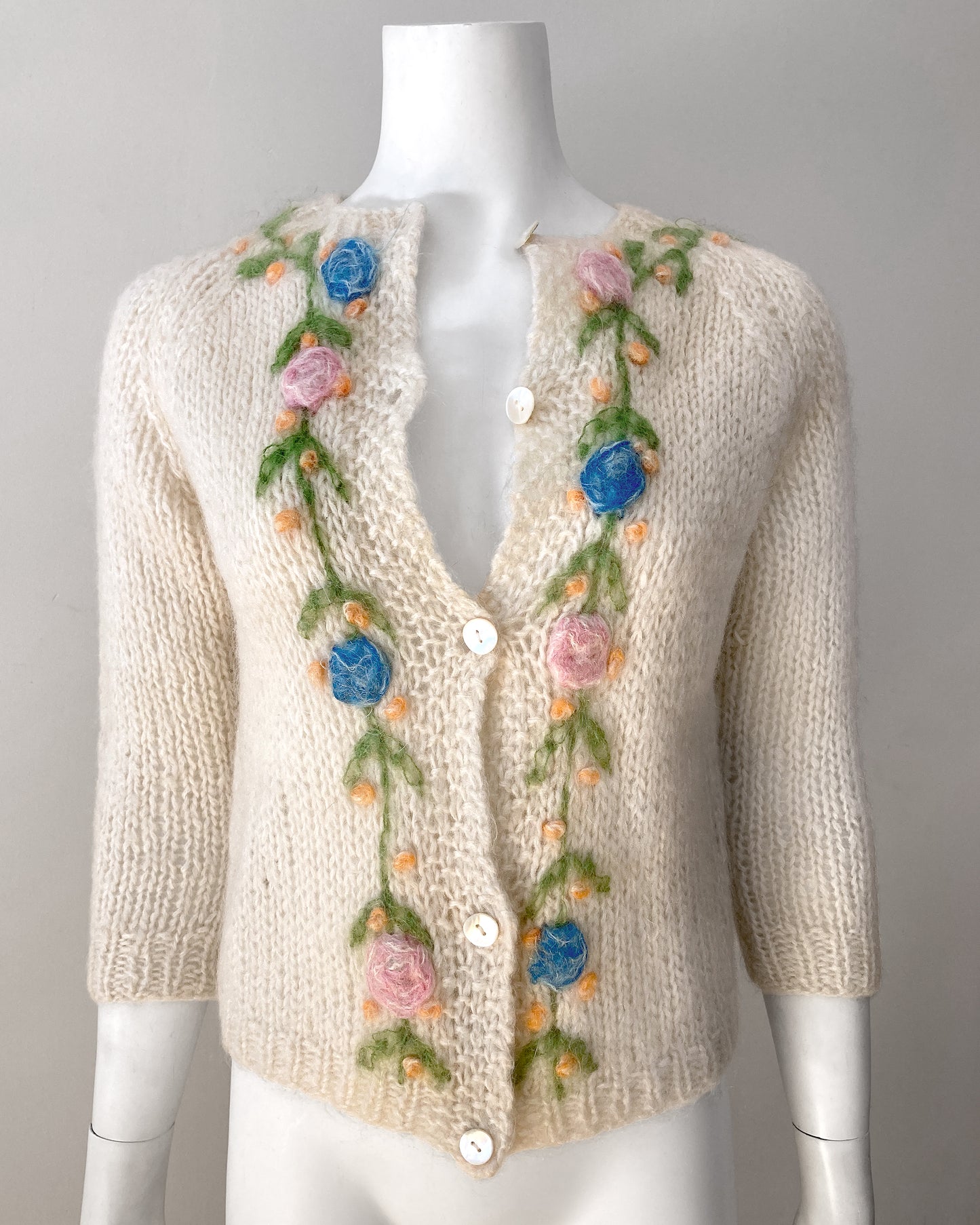 1960s Floral Mohair Cardigan–S