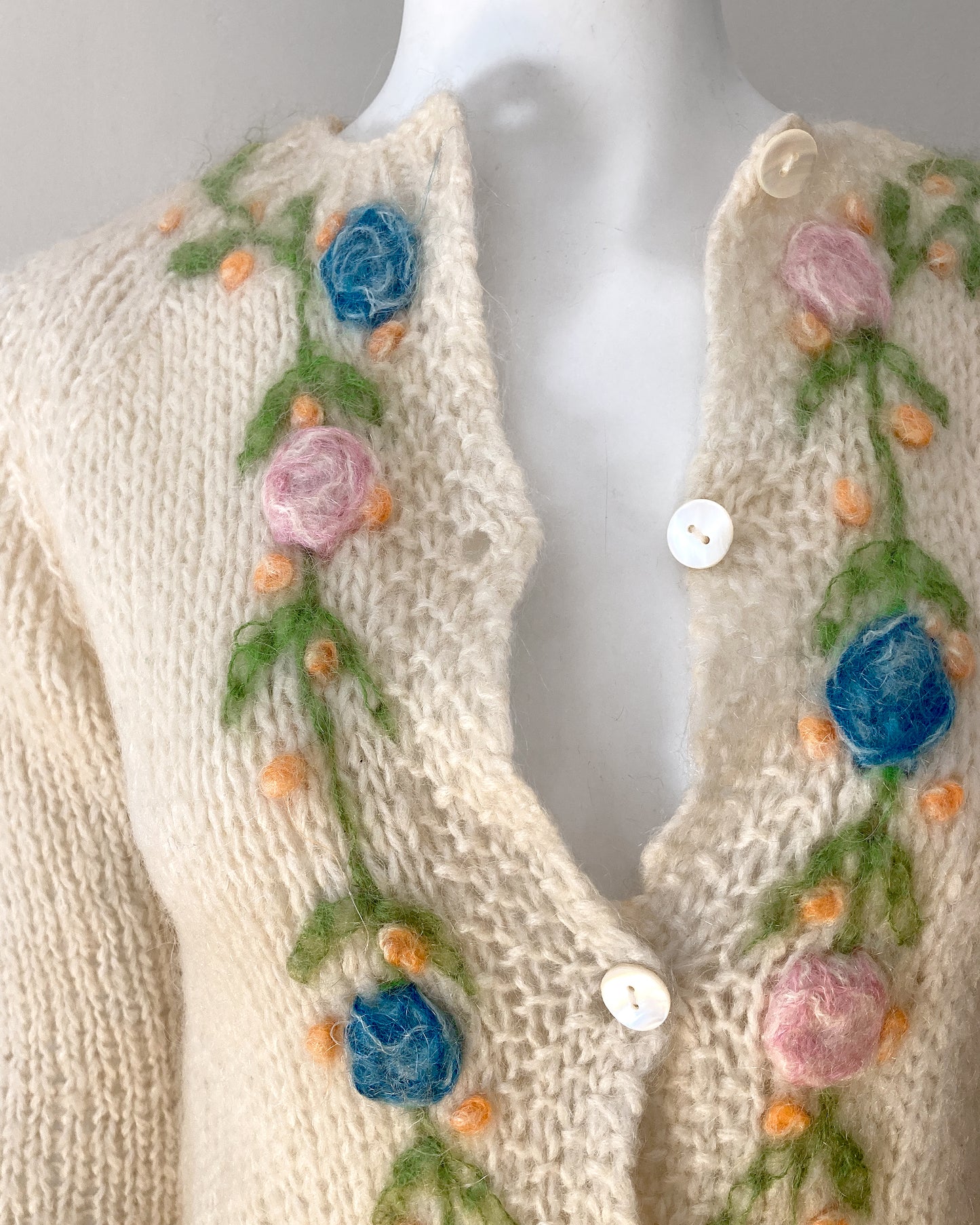 1960s Floral Mohair Cardigan–S