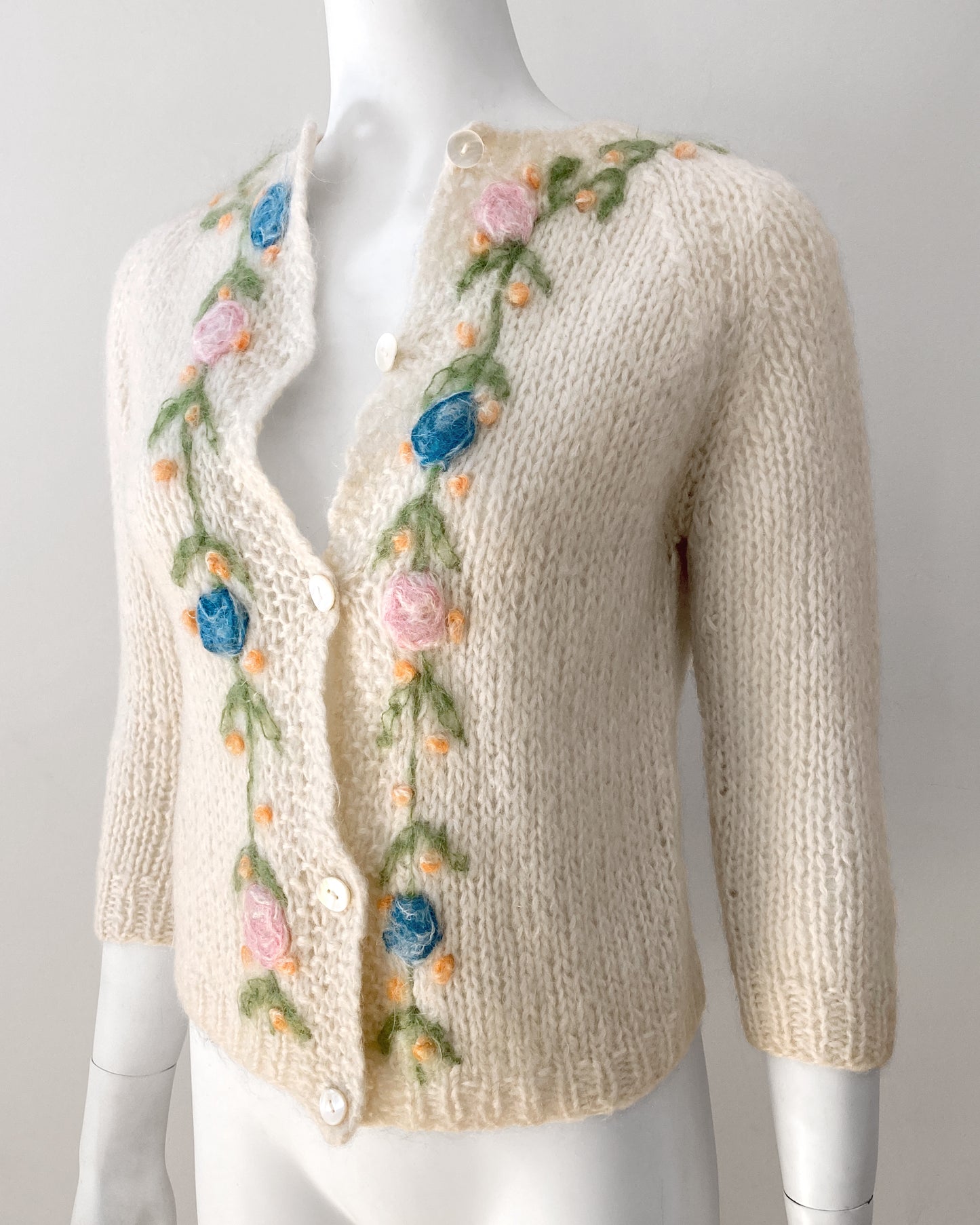 1960s Floral Mohair Cardigan–S