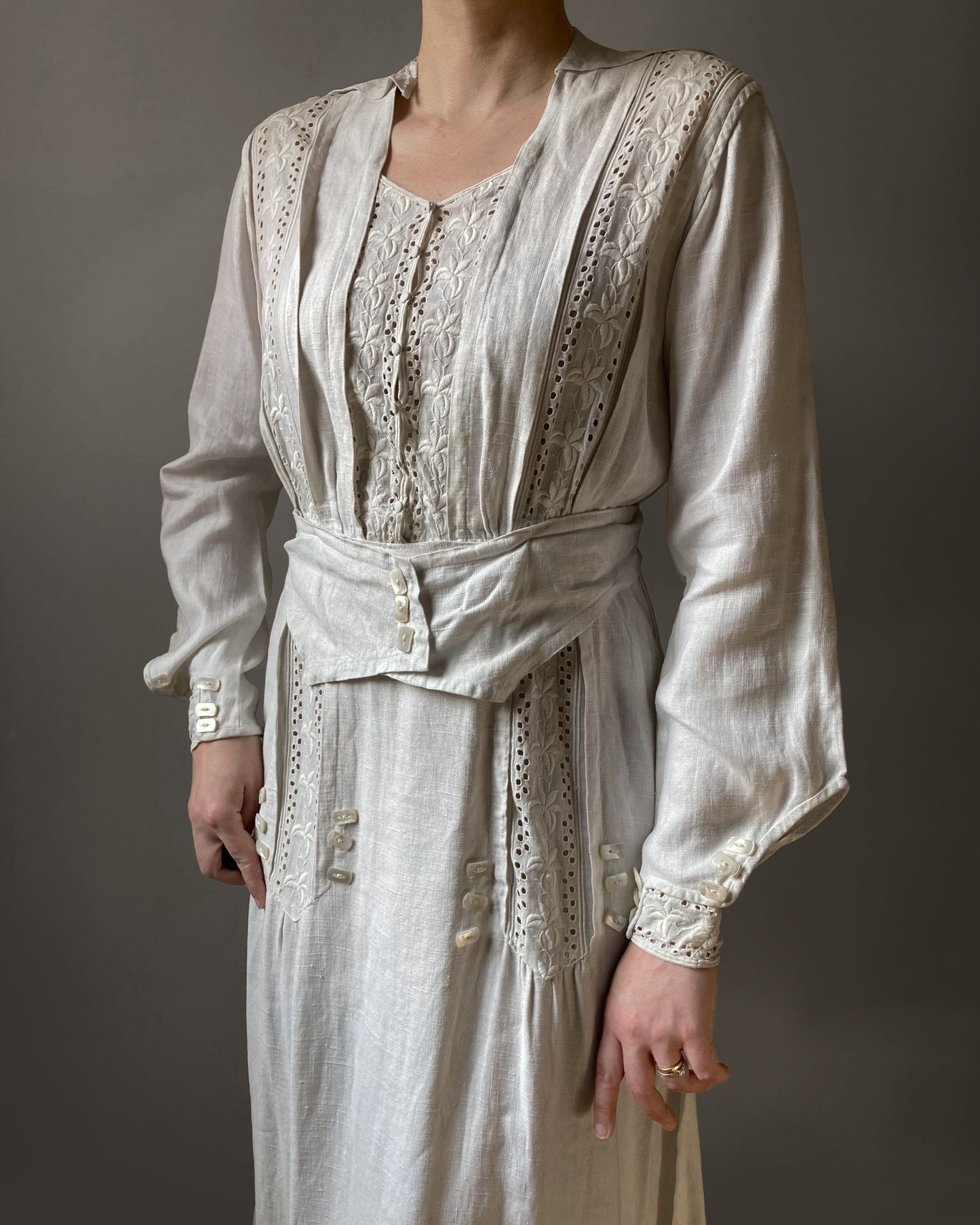 Edwardian Linen Tea Dress–S