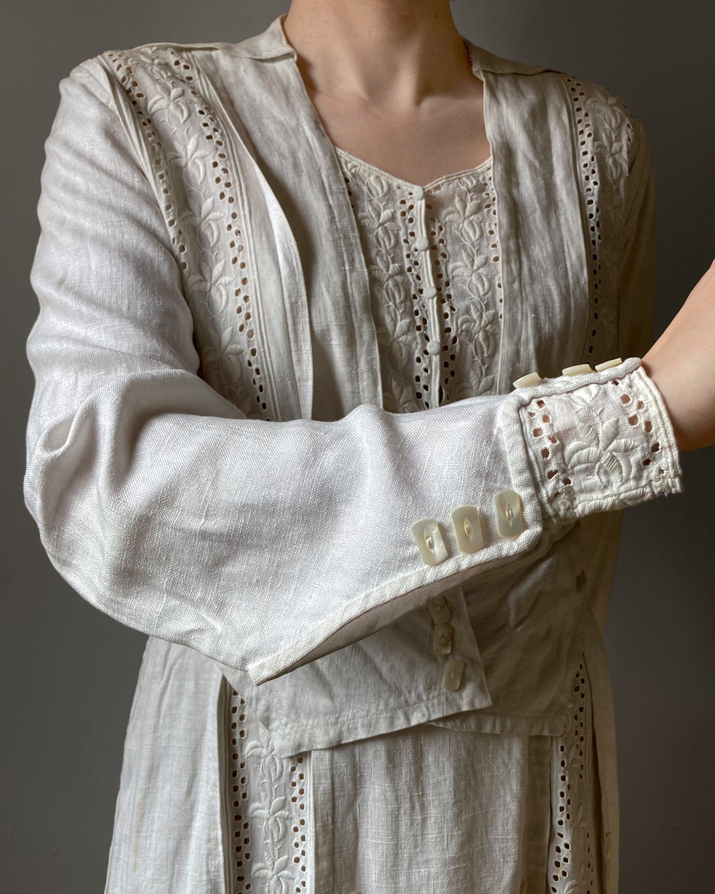 Edwardian Linen Tea Dress–S