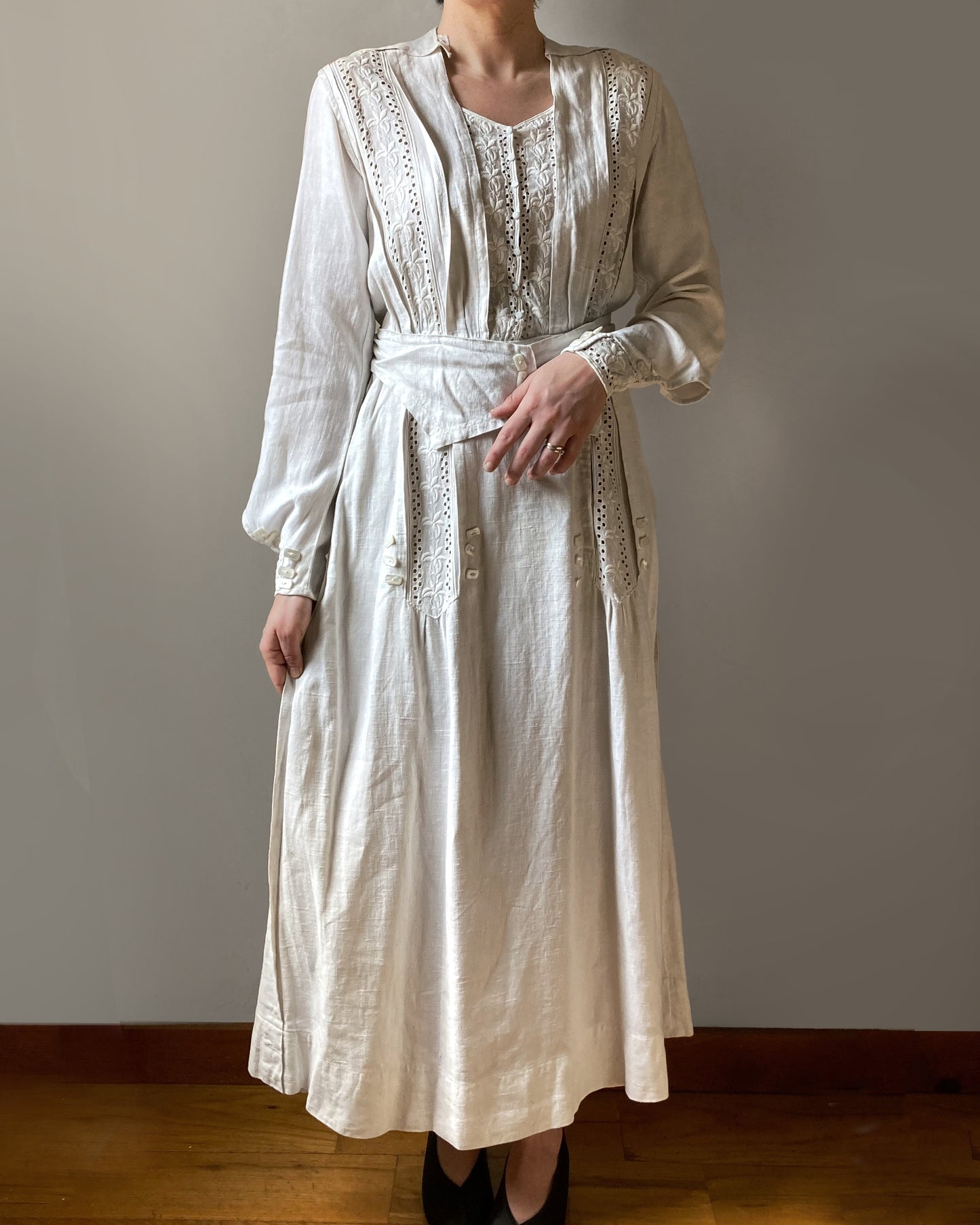 Edwardian Linen Tea Dress–S