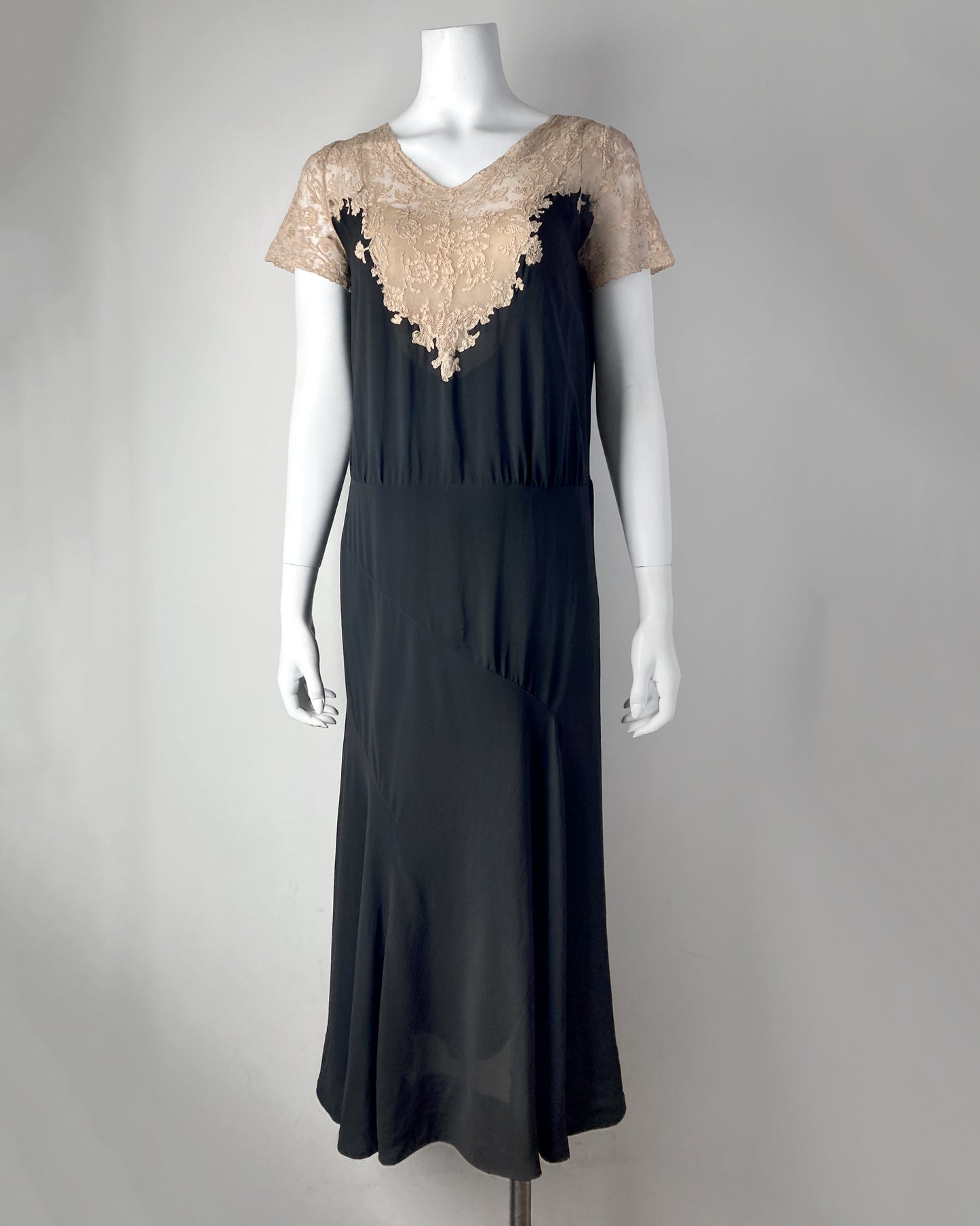1920s Illusion Lace Dress–S