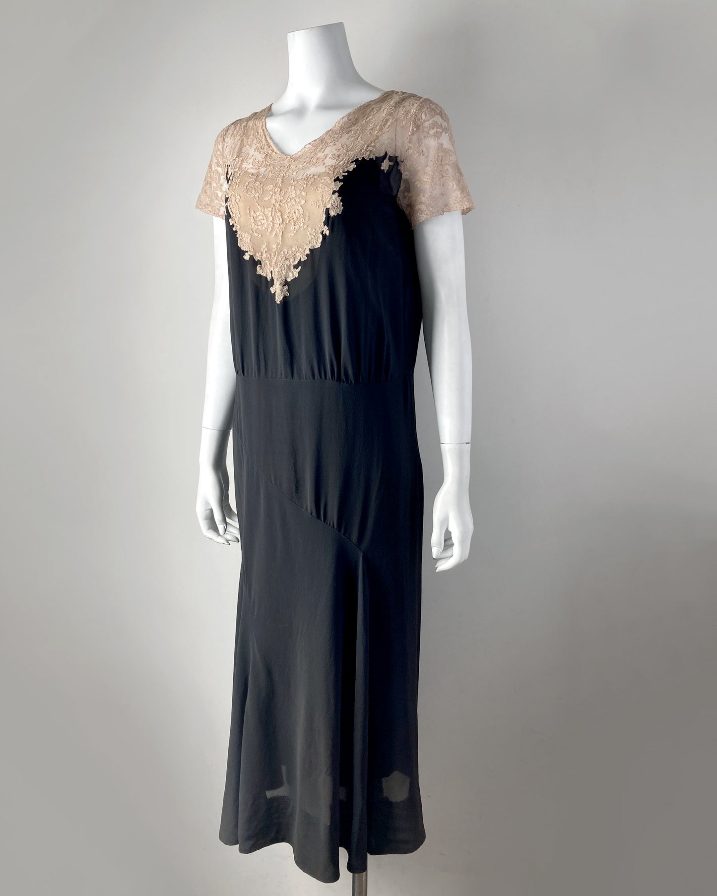 1920s Illusion Lace Dress–S