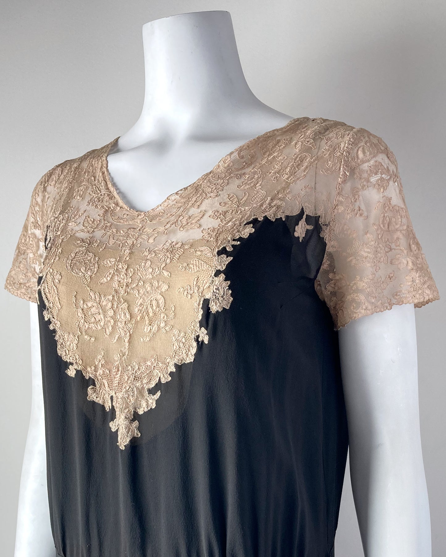 1920s Illusion Lace Dress–S