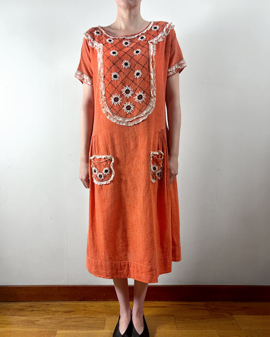 1920s Embroidered Day Dress–S/M