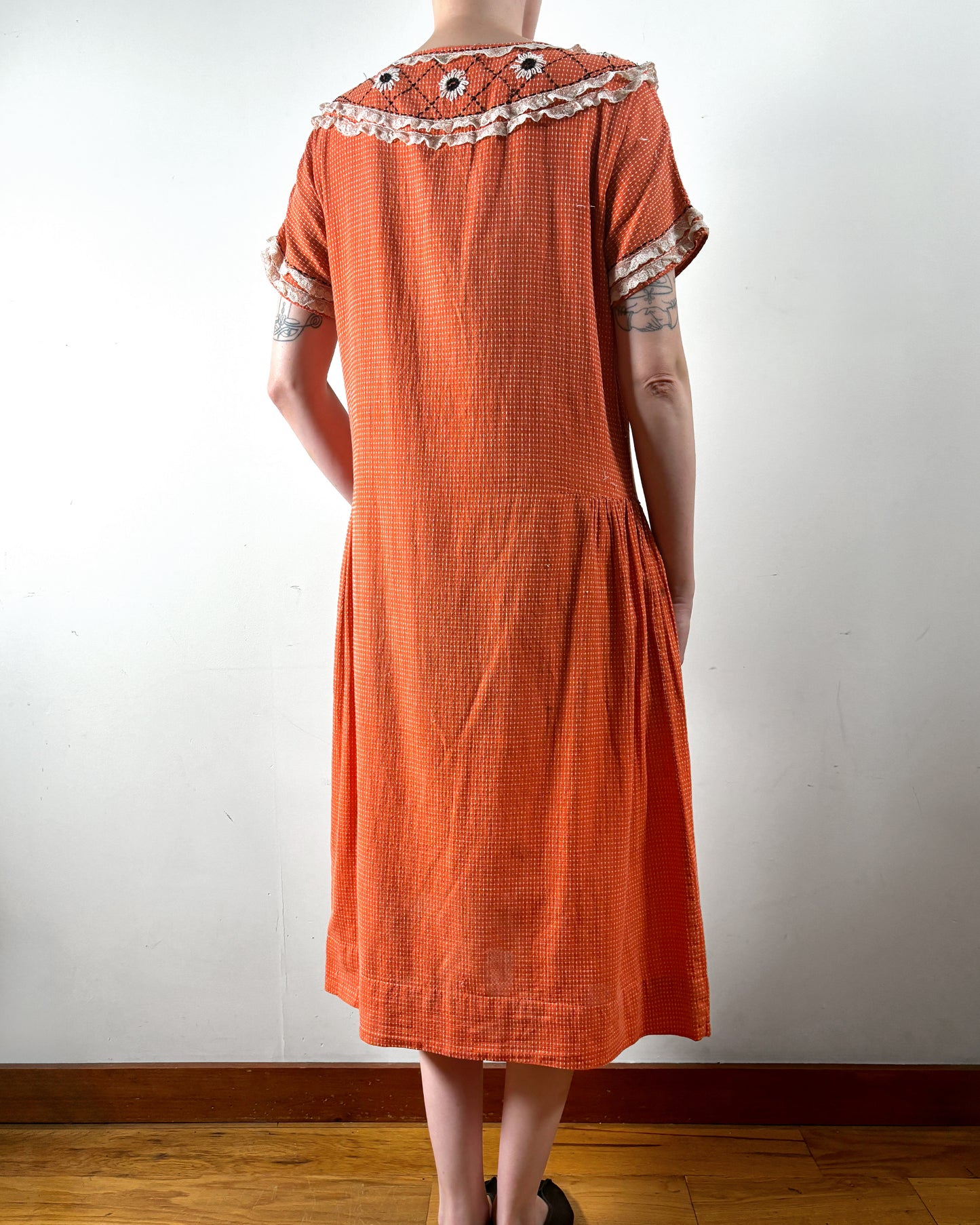 1920s Embroidered Day Dress–S/M