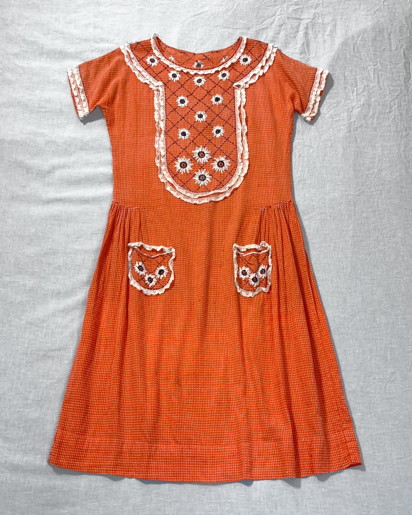 1920s Embroidered Day Dress–S/M