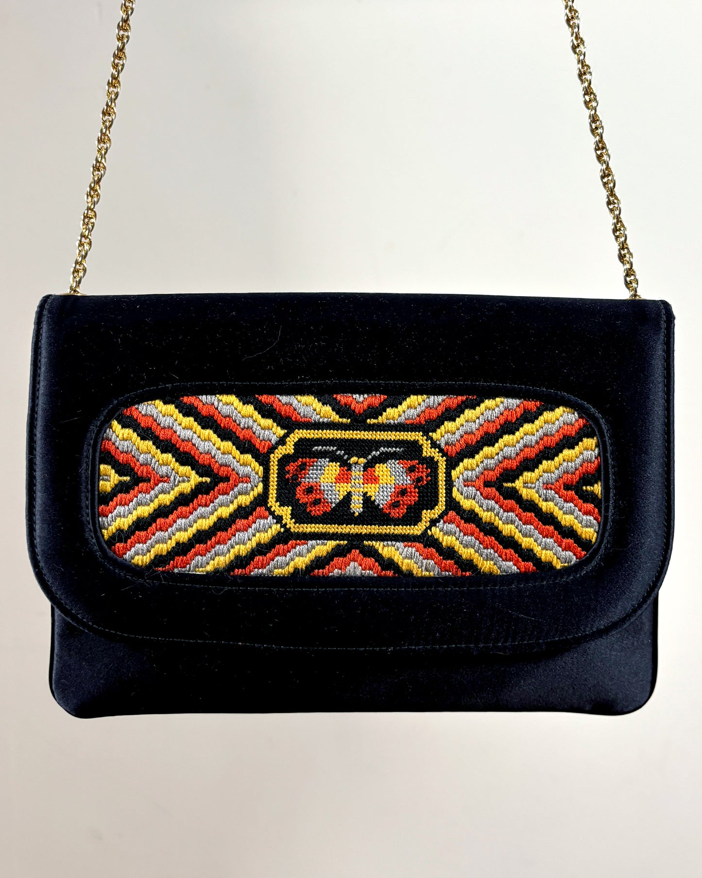 1970s Needlepoint Butterfly Purse