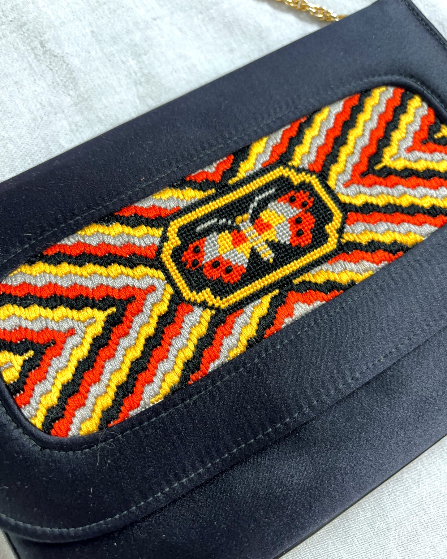 1970s Needlepoint Butterfly Purse