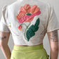 1980s Appliqué Linen Crop Top–S/M