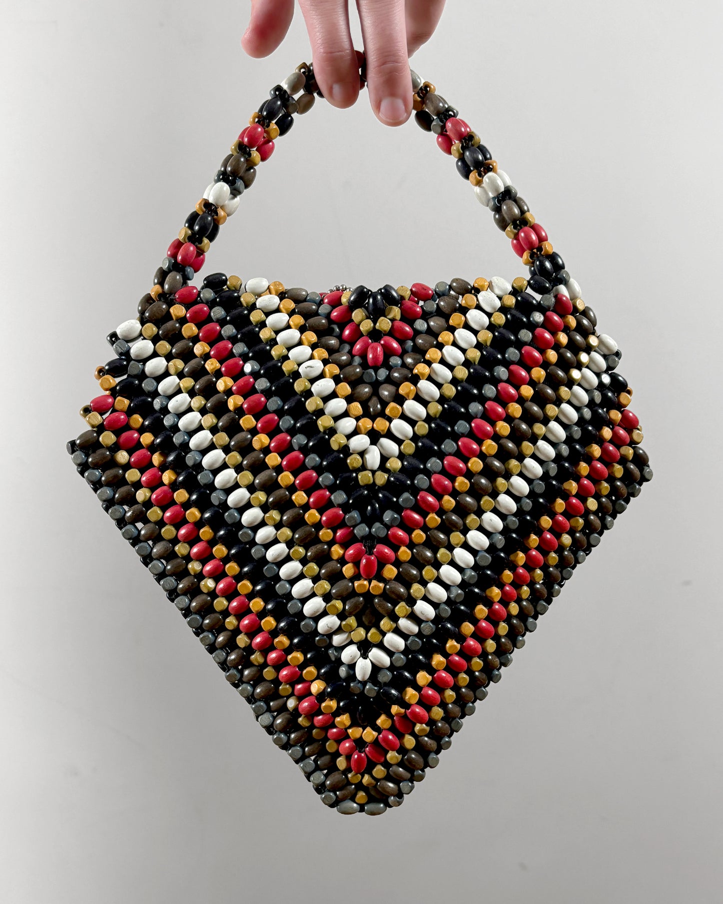 1930s Czech Wood Bead Handbag