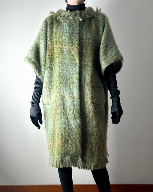 1970s Plaid Mohair Coat–O/S