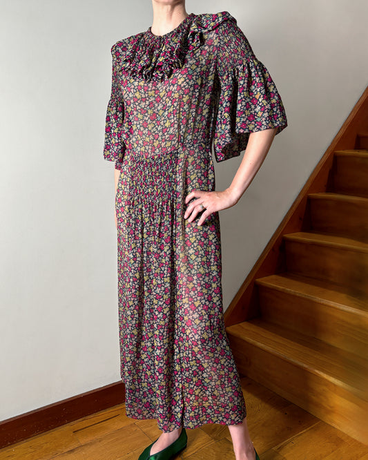 1930s Silk Chiffon Afternoon Dress–S/M