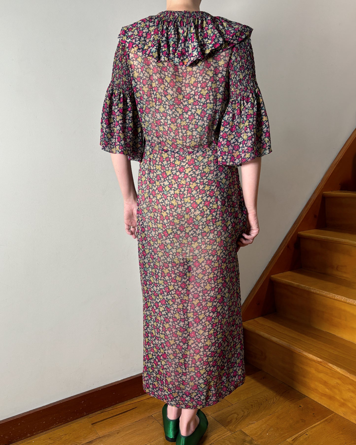 1930s Silk Chiffon Afternoon Dress–S/M