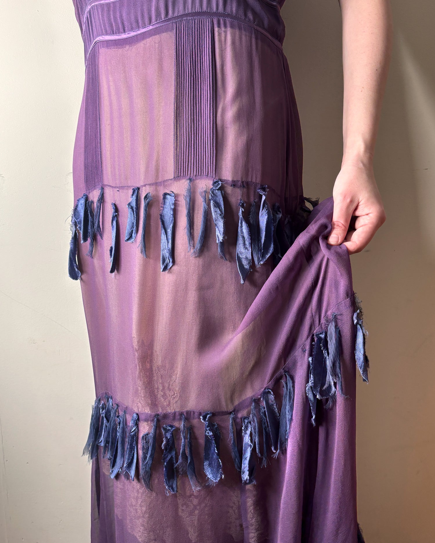 90s Silk Chiffon Fringed Slip DressS/M Time Lords Vintage 90s Silk Chiffon Fringed Slip DressS/M Time Lords Vintage