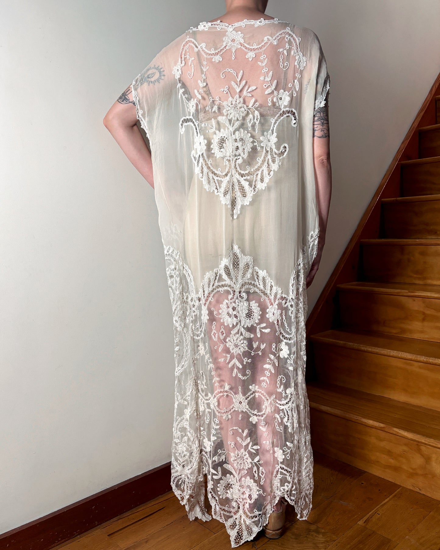 1920s Ivory Chiffon & Lace Gown