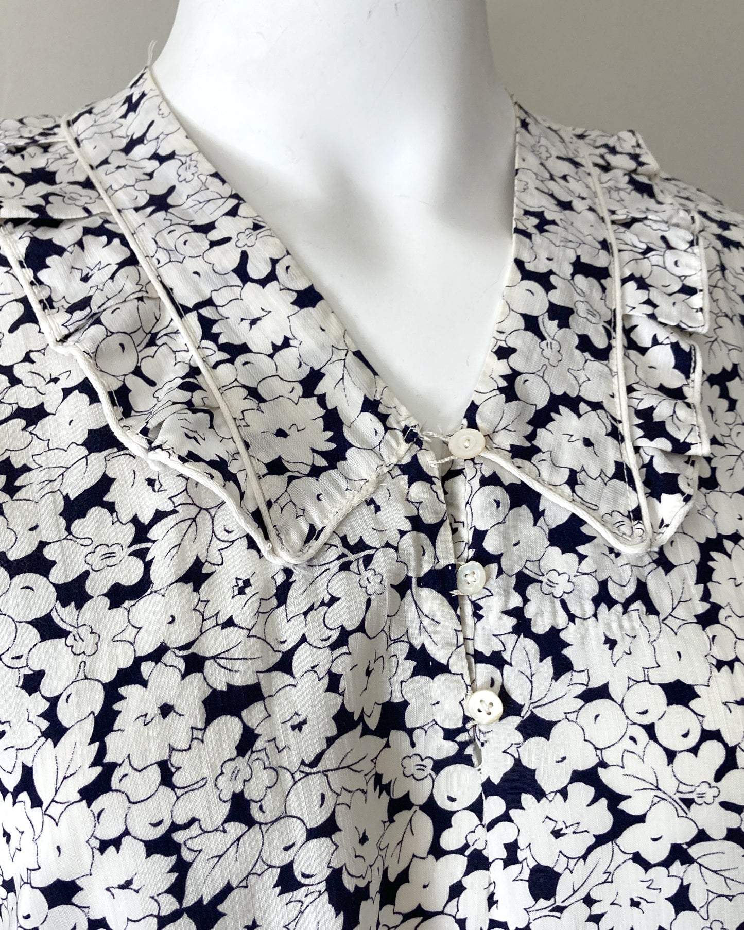 1920s Floral Cotton Dress–M