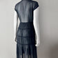 1940s Sheer Ruched Dress–M